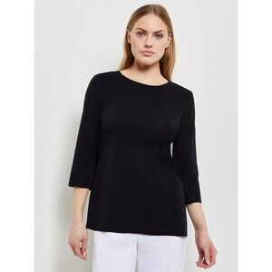 Misook 3/4 Sleeve Mylana Knit Tunic Black S Lagenlook Capsule Quiet Luxury